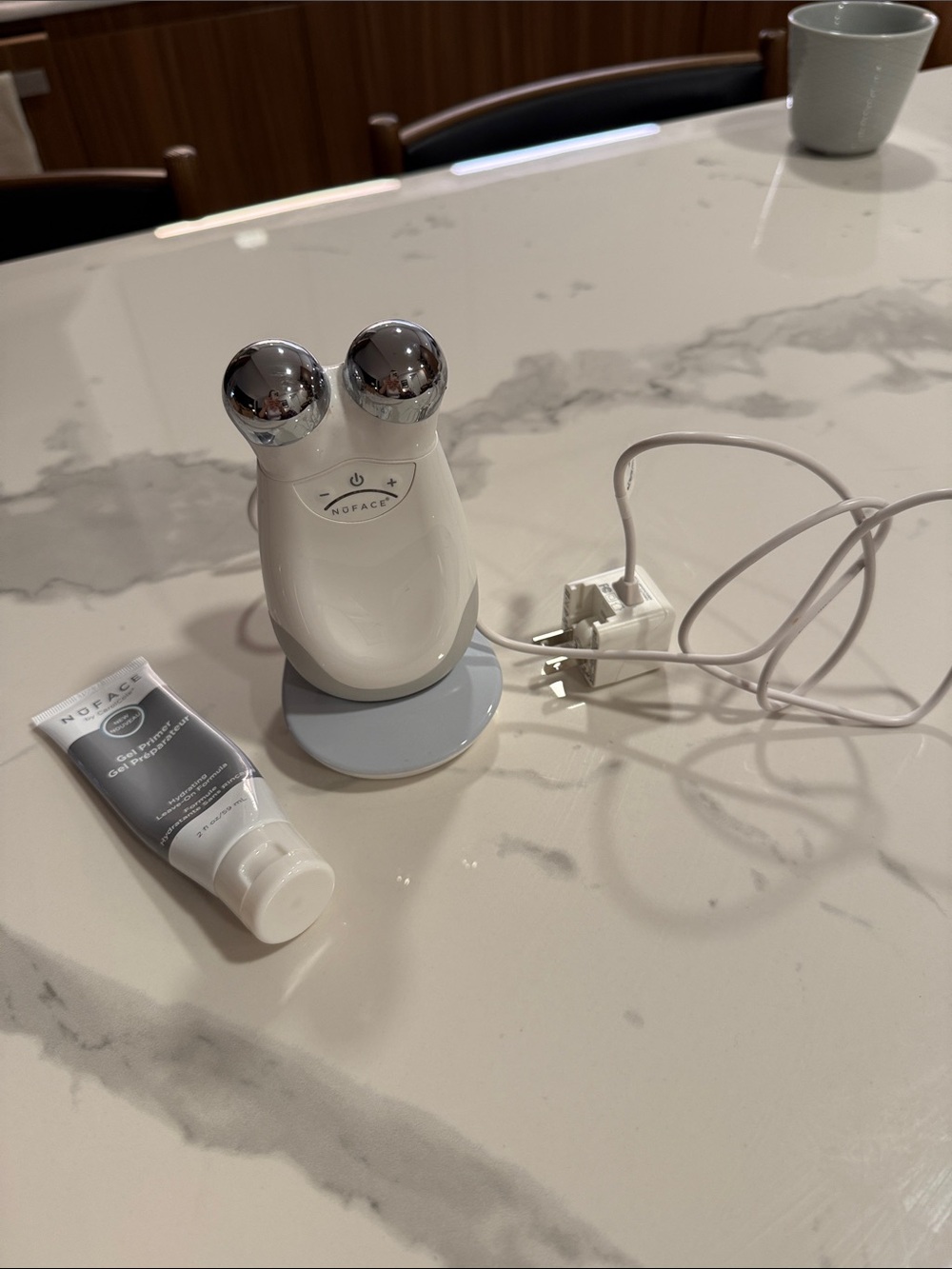 Nuface Microcurrent Facial Toning Device In White And Silver